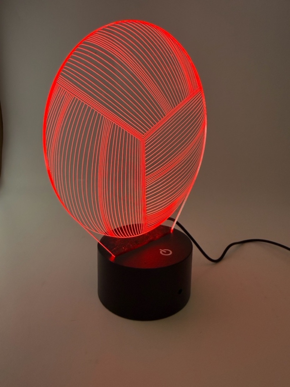 Modern Acrylic Volleyball LED Night Light with Black Touch Base - Picture 5 of 10